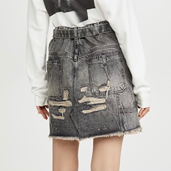 NEW BEN TAVERNITI UNRAVEL PROJECT DISTRESSED DENIM SKIRT - Picture 6 of 8